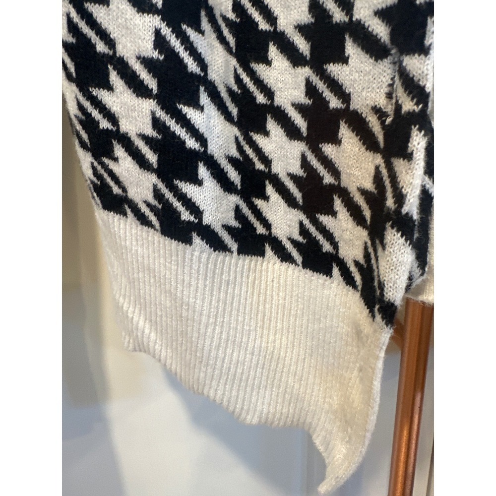 Preppy a new day Houndstooth Cardigan Sweater Black White XS Button Front cotton - Picture 5 of 7
